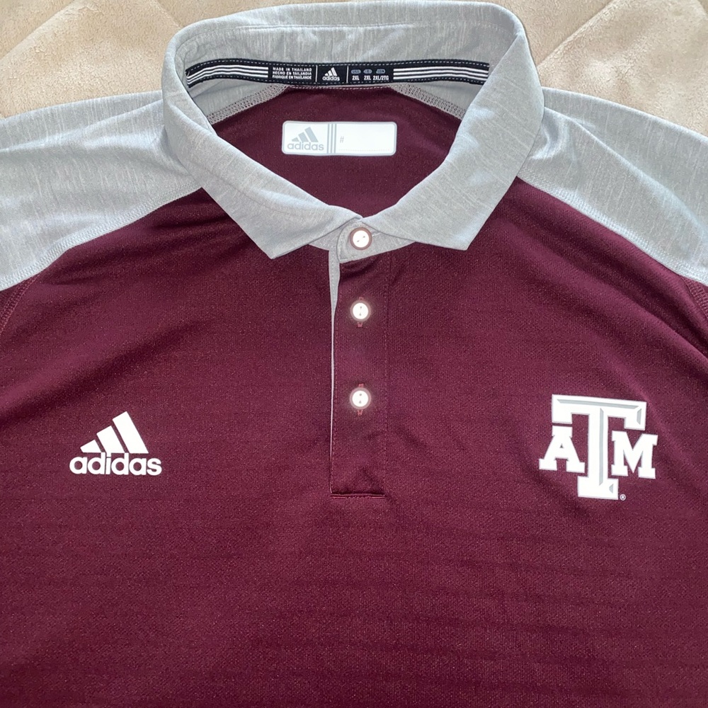 adidas Texas A&M Maroon and Gray Polo